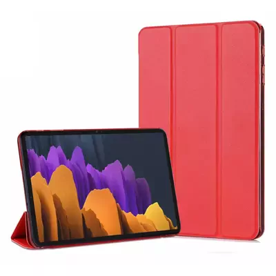 Microsonic Samsung Galaxy Tab S7 T870 Kılıf Slim Translucent Back Smart Cover Kırmızı