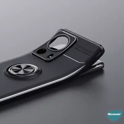 Microsonic Xiaomi Mi 13 Lite Kılıf Kickstand Ring Holder Siyah Mavi