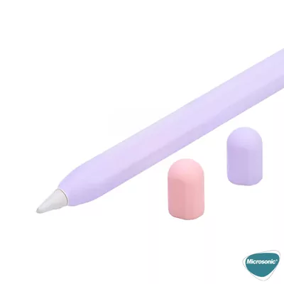 Microsonic Apple Pencil (2. nesil) Kılıf Mat Silikon Pembe Lila