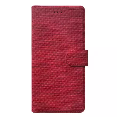 Microsonic Oppo Reno 5 Lite Kılıf Fabric Book Wallet Kırmızı