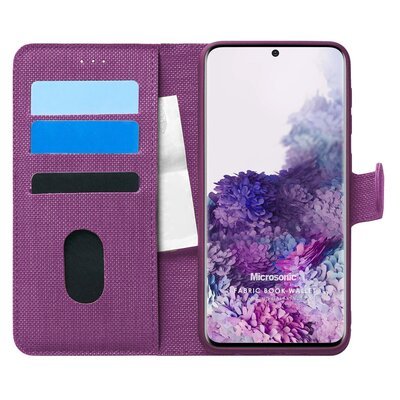 Microsonic Samsung Galaxy S20 Plus Kılıf Fabric Book Wallet Mor