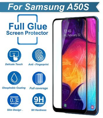 Microsonic Samsung Galaxy A50S Kavisli Temperli Cam Ekran Koruyucu Film Siyah