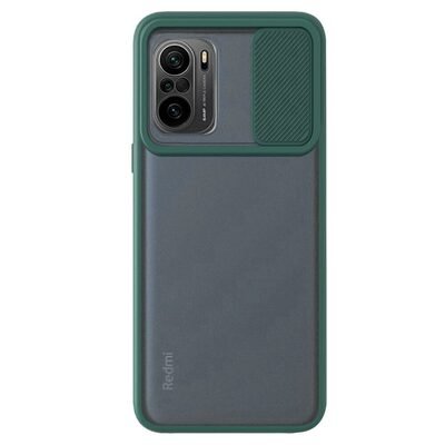 Microsonic Xiaomi Redmi K40 Kılıf Slide Camera Lens Protection Koyu Yeşil