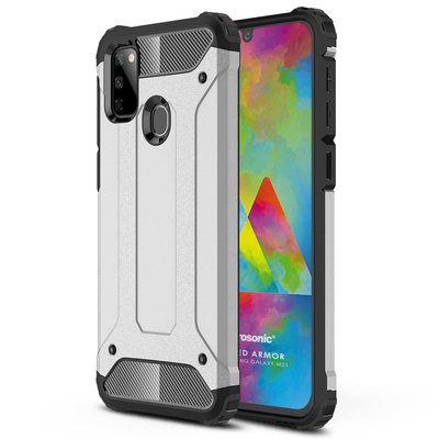 Microsonic Samsung Galaxy M21 Kılıf Rugged Armor Gümüş