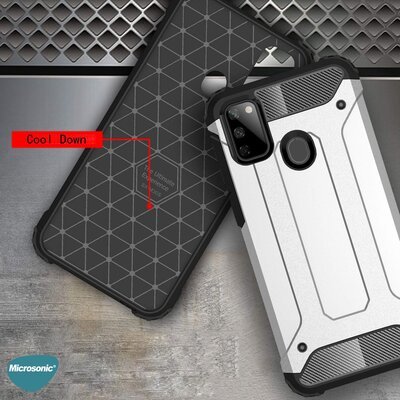 Microsonic Samsung Galaxy M21 Kılıf Rugged Armor Gümüş