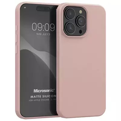 Microsonic Apple iPhone 15 Pro Kılıf Matte Silicone Rose Gold