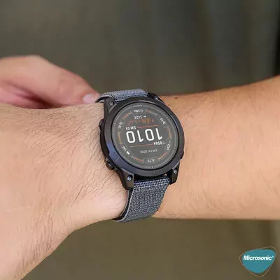 Microsonic Garmin Fenix 7X Kordon UltraFit Hasırlı Woven Koyu Yeşil