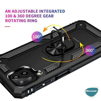 Microsonic Samsung Galaxy M33 Kılıf Military Ring Holder Siyah