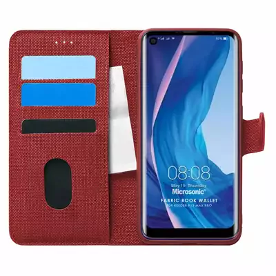 Microsonic Reeder P13 Blue Max Pro Kılıf Fabric Book Wallet Kırmızı