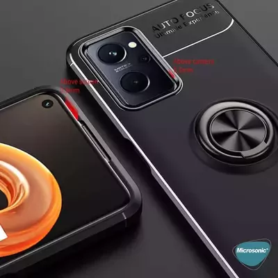 Microsonic Oppo A76 Kılıf Kickstand Ring Holder Siyah