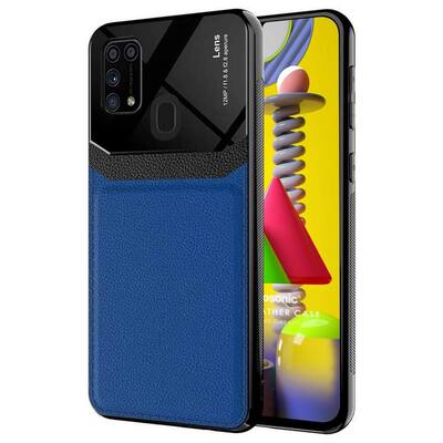 Microsonic Samsung Galaxy M31 Kılıf Uniq Leather Lacivert