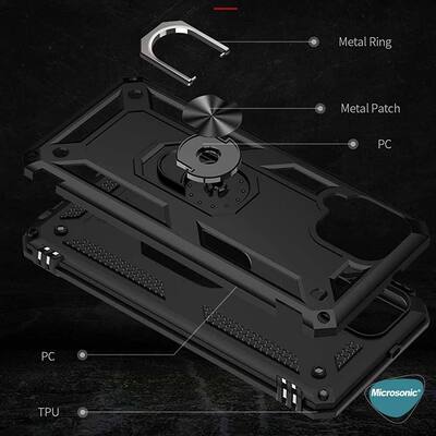 Microsonic Samsung Galaxy M33 Kılıf Military Ring Holder Kırmızı