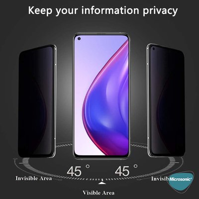 Microsonic Xiaomi Redmi Note 9 5G Invisible Privacy Kavisli Ekran Koruyucu Siyah