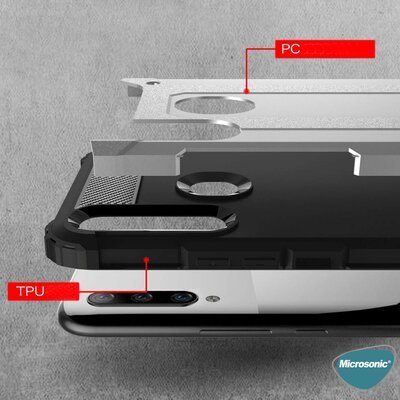 Microsonic Huawei Y7P Kılıf Rugged Armor Gümüş