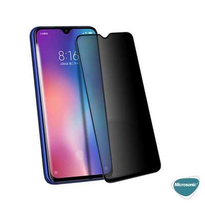 Microsonic Xiaomi Redmi Note 9 4G Invisible Privacy Kavisli Ekran Koruyucu Siyah