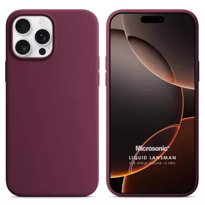 Microsonic Apple iPhone 16 Pro Kılıf Liquid Lansman Silikon Bordo