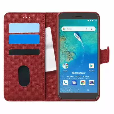 Microsonic General Mobile GM8 Go Kılıf Fabric Book Wallet Kırmızı