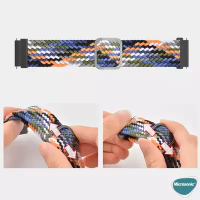 Microsonic Samsung Gear S3 Classic Kordon Braided Loop Band Kırmızı Beyaz