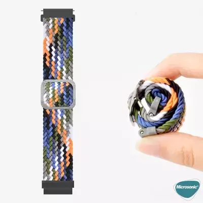 Microsonic Samsung Gear S3 Classic Kordon Braided Loop Band Kırmızı Beyaz