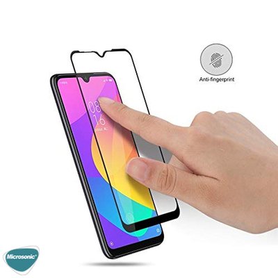 Microsonic Xiaomi Redmi 9 Kavisli Temperli Cam Ekran Koruyucu Film Siyah