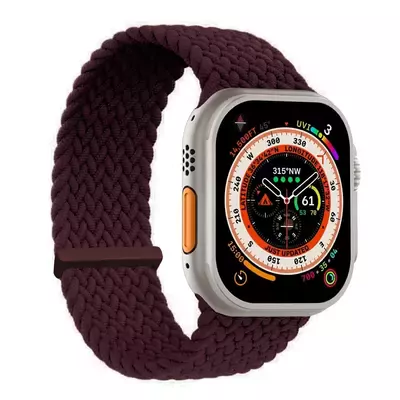 Microsonic Apple Watch Ultra 3 Kordon, (Medium Size, 147mm) Knitted Fabric Single Loop Koyu Bordo