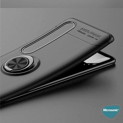 Microsonic Xiaomi Mi 10 Kılıf Kickstand Ring Holder Siyah Rose