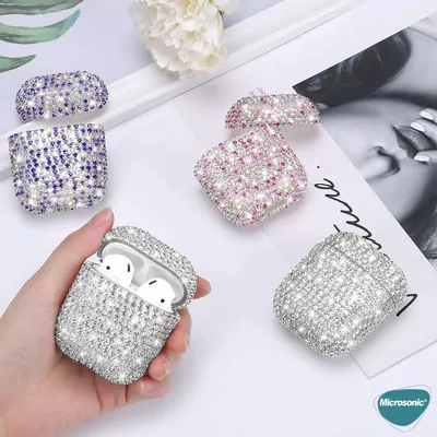 Microsonic Apple Airpods 4.Nesil / ANC Kılıf Diamond Swarovski Görünümlü Taşlı Siyah
