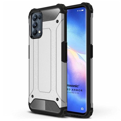 Microsonic Oppo Reno 5 5G Kılıf Rugged Armor Gümüş