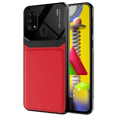 Microsonic Samsung Galaxy M31 Kılıf Uniq Leather Kırmızı