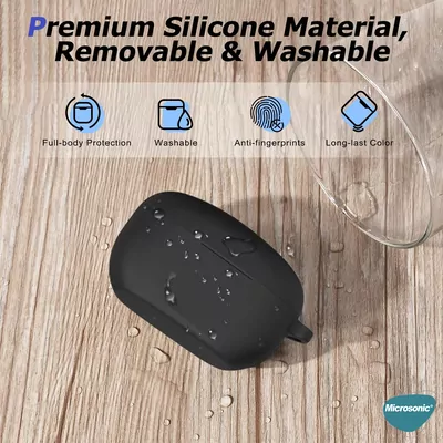 Microsonic Sony WF-1000XM5 Kılıf Askılı Mat Silikon Siyah