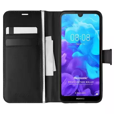 Microsonic Huawei Y5 2019 Kılıf Delux Leather Wallet Siyah