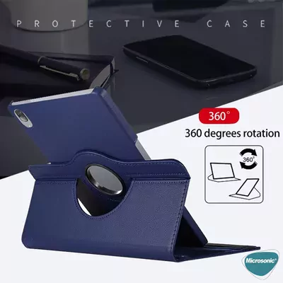 Microsonic Lenovo Tab P11 Pro 2.Nesil Kılıf (ZAB50094TR) 360 Rotating Stand Deri Siyah