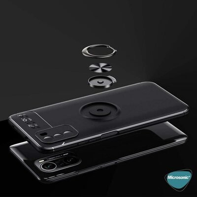 Microsonic Xiaomi Mi 11i Kılıf Kickstand Ring Holder Lacivert