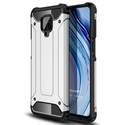 Microsonic Xiaomi Redmi Note 9 Pro Kılıf Rugged Armor Gümüş