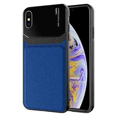 Microsonic Apple iPhone X Kılıf Uniq Leather Lacivert