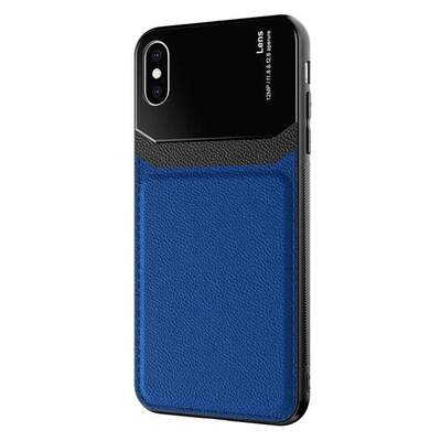 Microsonic Apple iPhone X Kılıf Uniq Leather Lacivert