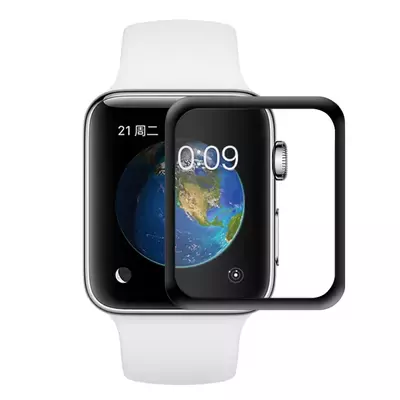 Microsonic Apple Watch Series 3 42mm 3D Kavisli Temperli Cam Full Ekran koruyucu Kırılmaz Film Siyah