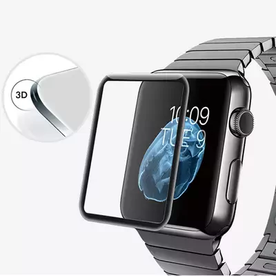 Microsonic Apple Watch Series 3 42mm 3D Kavisli Temperli Cam Full Ekran koruyucu Kırılmaz Film Siyah