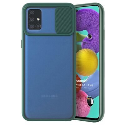 Microsonic Samsung Galaxy A71 Kılıf Slide Camera Lens Protection Koyu Yeşil