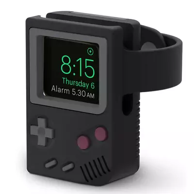 Microsonic Apple Watch 10 42mm Masaüstü Şarj Standı Gameboy Siyah