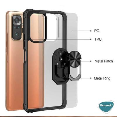 Microsonic Xiaomi Redmi Note 10 Pro Kılıf Grande Clear Ring Holder Siyah