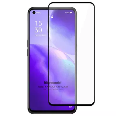 Microsonic Oppo Reno 5 5G Tam Kaplayan Temperli Cam Ekran Koruyucu Siyah