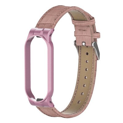 Microsonic Xiaomi Mi Band 6 Kordon Litchi Wrist Strap Pembe