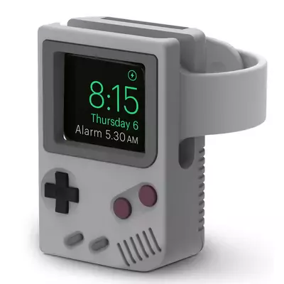 Microsonic Apple Watch 10 42mm Masaüstü Şarj Standı Gameboy Gri