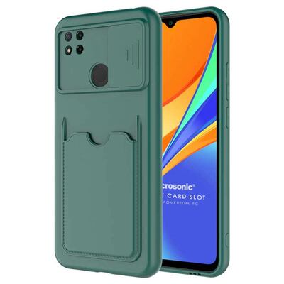 Microsonic Xiaomi Redmi 9C Kılıf Inside Card Slot Koyu Yeşil