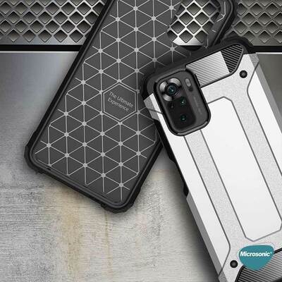 Microsonic Xiaomi Redmi Note 10S Kılıf Rugged Armor Gümüş