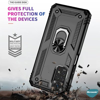 Microsonic Xiaomi Redmi Note 11 Kılıf Military Ring Holder Lacivert