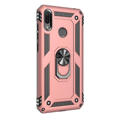 Microsonic Huawei Y7 2019 Kılıf Military Ring Holder Rose Gold