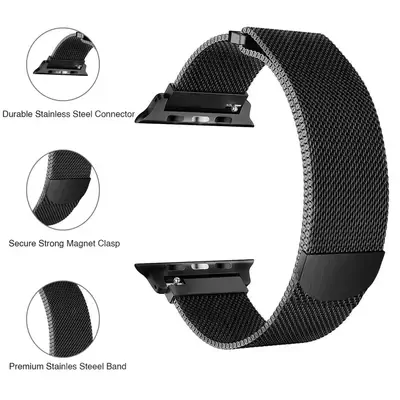 Microsonic Apple Watch 1 38mm Milanese Loop Kordon Siyah