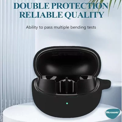 Microsonic QCY HT08 MeloBuds Pro Kılıf Askılı Mat Silikon Siyah